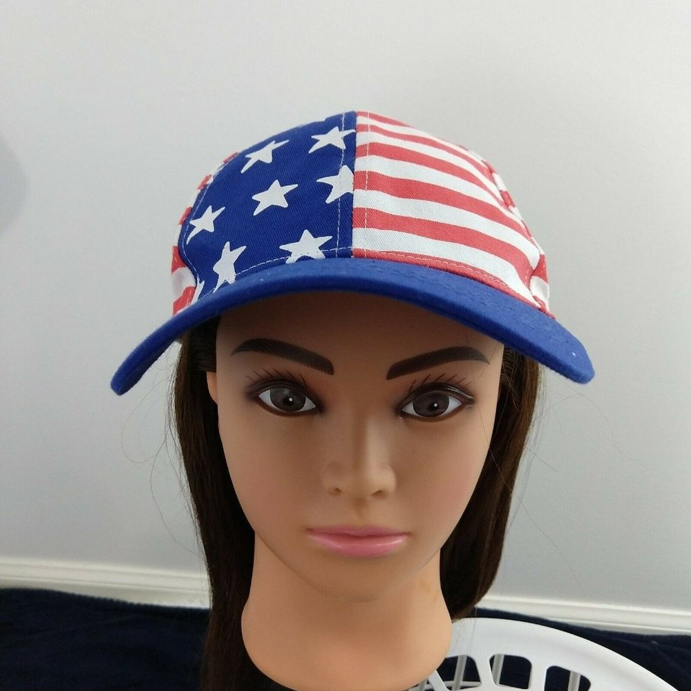 Flag Stars And Stripes panels bill Adult Hat American Flag red white and blue